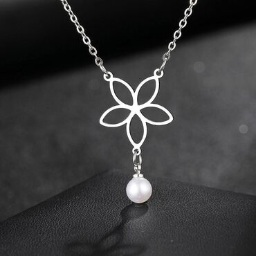 zenske farke brokatove: Lancic - Cvet sa kristalom - 316L Predivna ogrlica koja ne bledi i ne