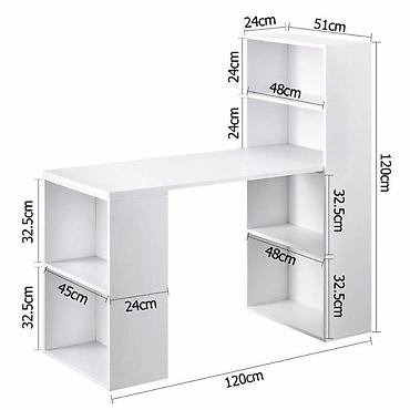 study table: Письменный/компьютерный стол с открытыми стеллажами. 120*50. - Цвет — 2