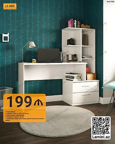 Ev və bağ: Künc masa, Stulsuz, Polkalı, Siyirməli, Sadə laminat — 1