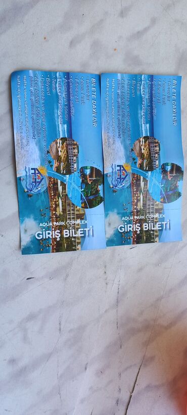 Tədbirlərin təşkili: Aqua Park Kompleksinə giriş bileti. Bu biletlə bilyard, tennis