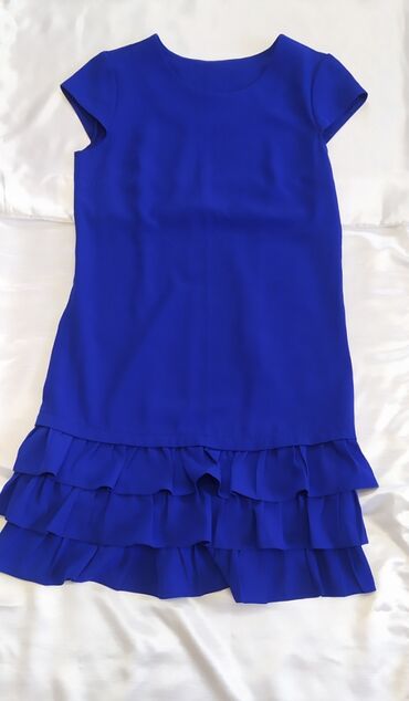 синее короткое платье: Повседневное платье, Лето, Короткая модель