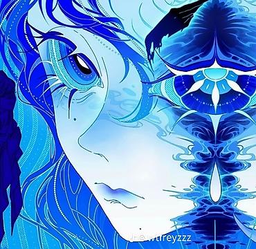 Декор и интерьер: Цифровой арт-постер «Синяя муза» - Авторская иллюстрация в стиле — 1