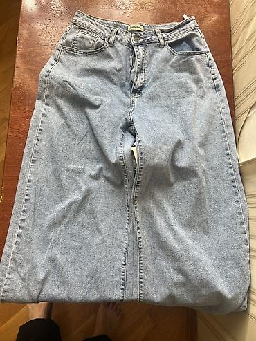 cins ətəklər: Yüksəkbel açıq mavi denim ətək - Model: cins midi/uzun ətək - Rəng — 1