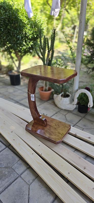 komputer kreslosu: Taxta “C” formalı yan masa / noutbuk masası - Material: bərk ağacdan — 2
