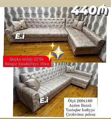 Divanlar: Künc divan – klassik-modern dizaynlı, tuftinq detalları və metal — 1