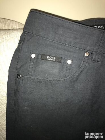 Pantalone: Original Hugo Boss pantalone 33/34 100% cotton Tamnobraon boja — 10