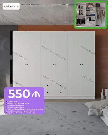 6 qapılı paltar dolabı - Ölçü: Dərinlik 47 sm × Hündürlük 200 sm × En