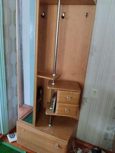 шкаф напольный: Кийим салуучу шкаф, Колдонулган, Түз, Жыгач