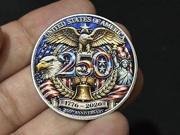 kohnə 1 dollar: ABŞ 250 illik yubiley xatirə sikkəsi – 1776–2026 - Dizayn: Hər iki — 3