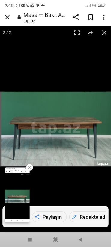 Masalar: Qonaq masası, İşlənmiş, Açılmayan, Dördbucaq masa