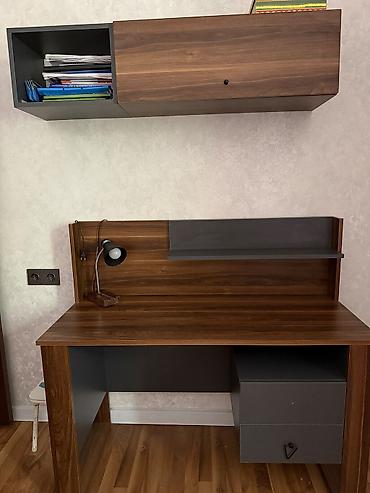Ofis mebeli: İş/Stol dəsti – divar dolabı - Material: MDF/LDSP kombinasiya, qoz — 2