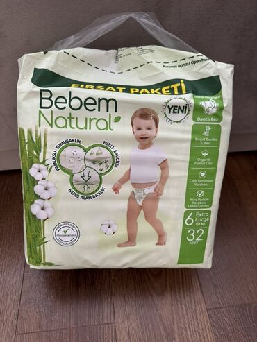 nefes alan ayı: Bebem Natural markalı, Extra Large ölçüdə, 6 nömrəli uşaq bezləri. Bu