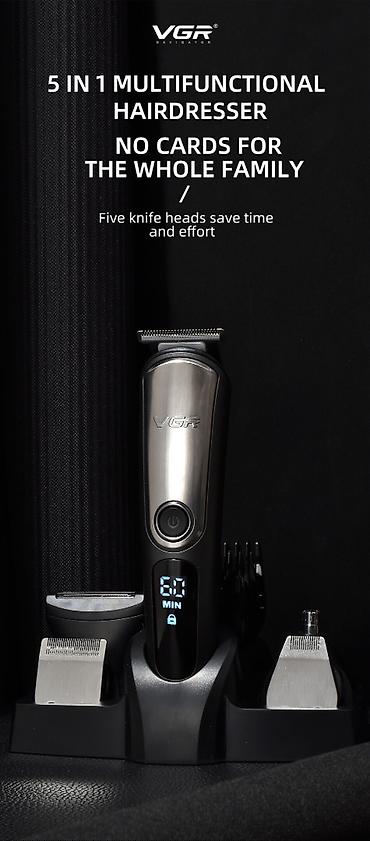 kabel şunur: VGR V 105 - 5in1 trimmer dəsti / Shaver / 600mah / İPX6 / LED Displey — 10