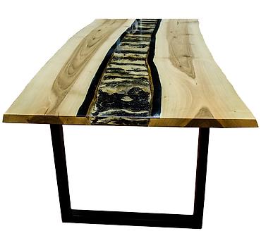 komode bele forma ideale: Epoxy sto 90x203 Orah/ Live edge Ploča stola napravljena — 1