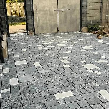Тротуарная плитка: Брусчатка под мрамор (вибролитая) - Форма: набор прямоугольников и — 11