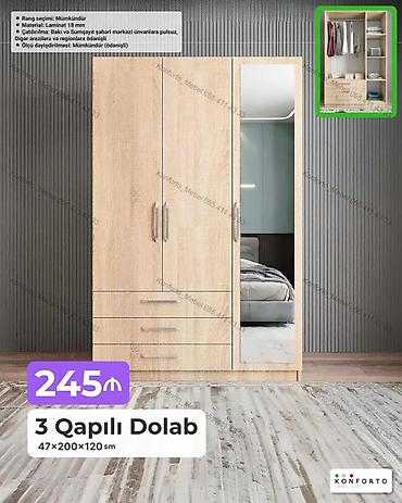 Ev və bağ: 3 qapılı geyim dolabı - Ölçülər: 47 × 200 × 120 sm - Material: 18 mm — 1