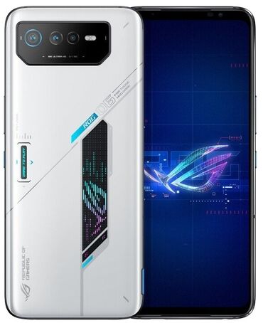 kreditle telefon: Asus ROG Phone 6, 256 ГБ, цвет - Белый, Гарантия, Отпечаток пальца, Беспроводная зарядка