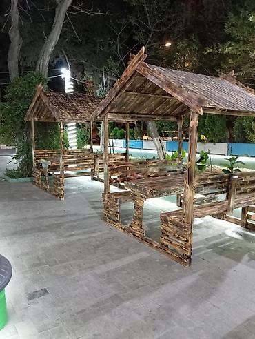 Bağ, çöl mebeli: Taxta bağı evləri / açıq hava söhbət guşələri - Material: tam taxta — 1