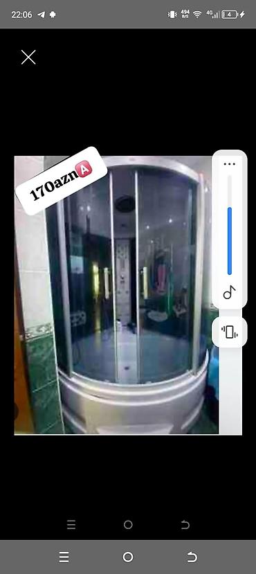 plastik qapilar islenmis: Duş kabinası – qapalı tip, oval ön hissəli model. - Material: şüşə — 1