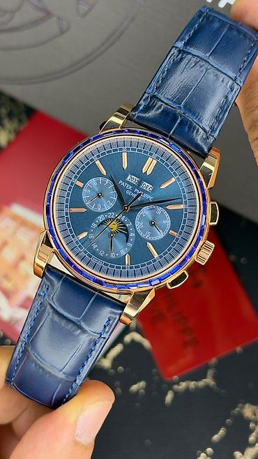 saat samdan: Patek Philippe Geneve kişi qol saatı – mavi günəş şüalı siferblat və — 3