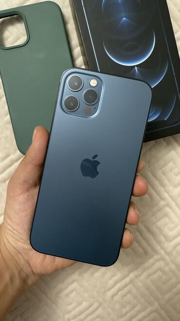 Apple iPhone: IPhone 12 Pro, Скидка 10%, Б/у, 128 ГБ, Blue Titanium, Защитное стекло, Чехол, Коробка, 80 %