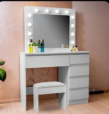 sofa za terasu: Fa, Toaletni sto sa ogledalom i LED sijalicama - Moderan, beli — 1