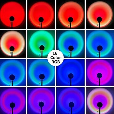Рабочие настольные лампы: RGB лампа закат с пультом - Проекционный светильник торшер 16 цветов — 2