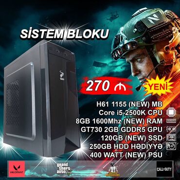 komputer notebook: Sistem Bloku "Sarko DDR3 H61 1155 Core i5 2500K GT730 2GB GDDR5" ⭐Tək
