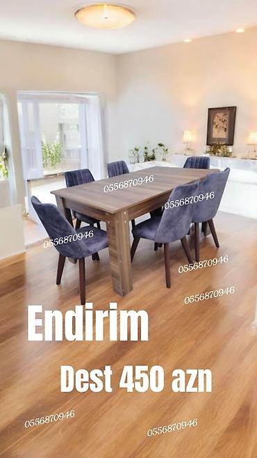 tek stolar: Qonaq otağı üçün, Yeni, Açılmayan, Dördbucaq masa, 6 stul — 2