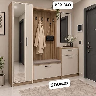 Yeni, 1 qapı, Güzgülü, Bej, Açılan, Düz dolab