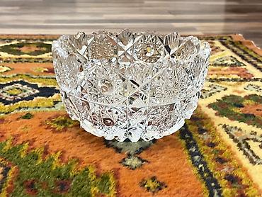 Konfet qabları: Kəsimli şüşə/kristal qab dəsti - 3 ədəd dekorativ şüşə/kristal qab - — 1