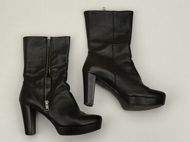 czarne spódnice rozkloszowane z wysokim stanem: Wysokie buty 38, stan - Dobry