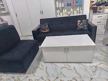 qorka mebelleri: Salon üçün yumşaq mebel dəsti - Tərkib: 1 ədəd qara rəngli 3 nəfərlik — 2