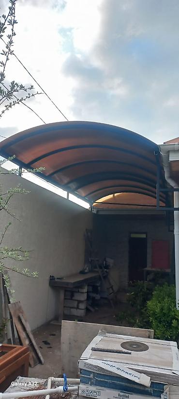 Polikarbonat darvaza/ayvan üstü örtük - Material: Qalın polikarbonat — 1