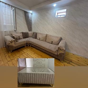 cay evi icare: Divan satılır pufiklə birlikdə 450₼. Açılır bazası var.Ünvan binə — 1