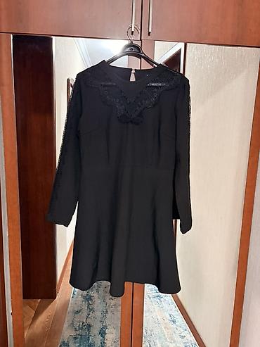 mega essentials: Qara rəngli zərif qadın donu L-xl uyğundur - Model: A-kəsim, dizə — 2