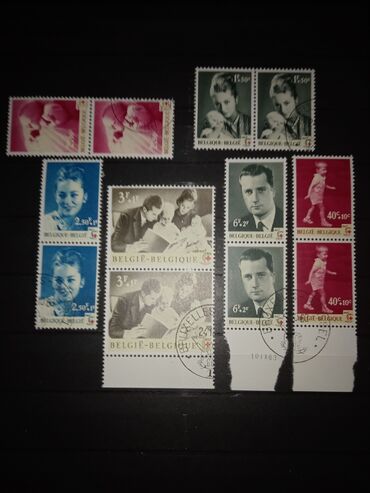 Почтовые марки Бельгии,1963,по паре,по одной с печатью почты, новые