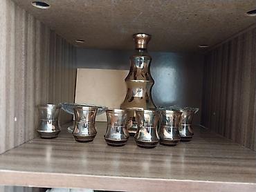 Qab-qacaq və mətbəx ləvazimatları: Çay dəsti, rəng - Qızılı, Şüşə — 1