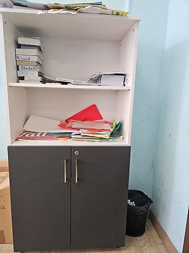 Ofis kitabxanası/ştiraj: yuxarı hissəsi açıq rəfli, aşağı hissəsi