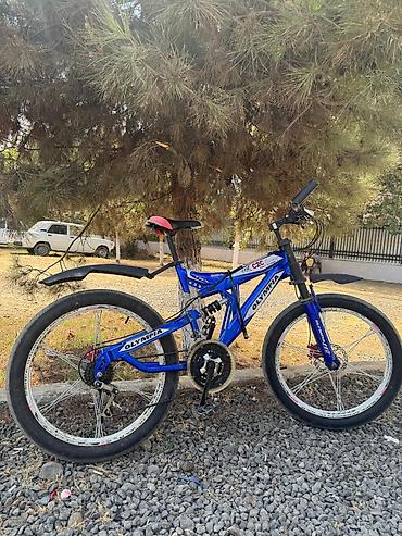 velosiped motoru elektrikli: Olympia dağ velosipedi - Rəng: mavi, loqotip və dekorativ yazılarla - — 3