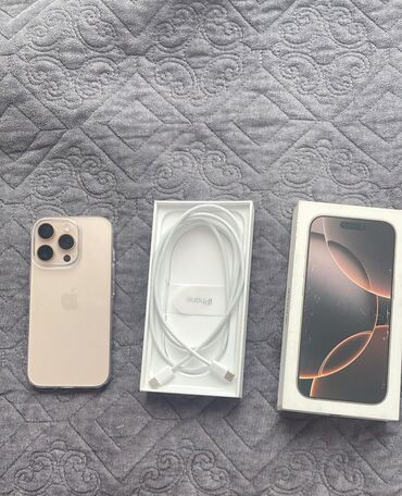 Boşqablar: IPhone 16 Pro, 512 GB, Desert Titanium, Simsiz şarj, Face ID, Sənədlərlə