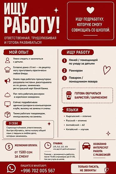 Резюме: Няня - Студент, До 1 года опыта, Работа по вечерам — 1
