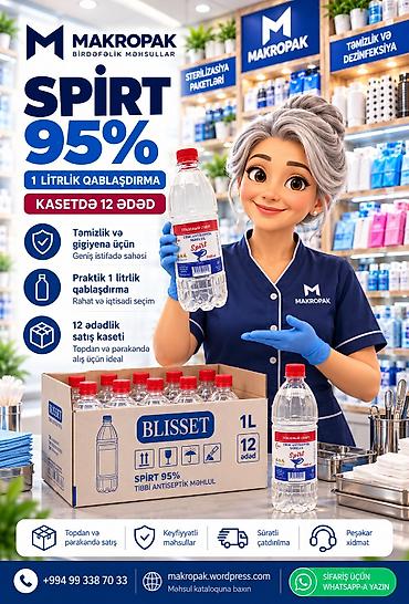 spirt olcen: 🧴 SPİRT 95% — Təmizlik və gigiyena üçün praktik seçim! MAKROPAK-da — 1
