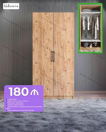 İki qapılı dolab - Ölçü: 47 (d) × 200 (h) × 90 (en) sm - Material: 18