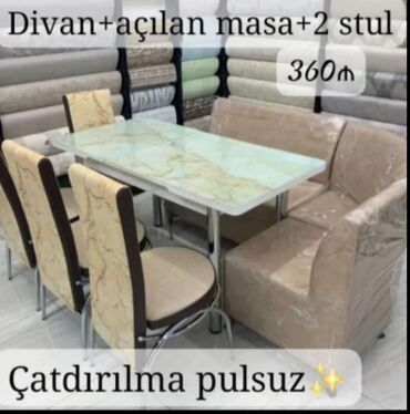 kontakt home metbex stol stul: Mətbəx üçün, Yeni, Açılan, Dördbucaq masa, 2 stul