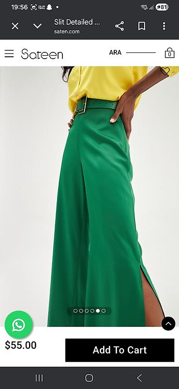 Şalvarlar: Sateen brendi qadın şalvarı - Model: Yan yarıq (slit) detallı, geniş — 3