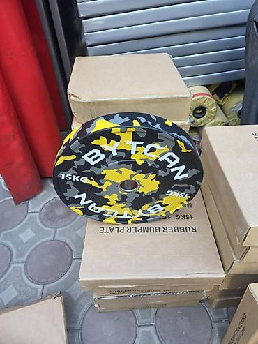 Штанги и грифы: Блины для штанги бамперные блины тяжёлая атлетика фитнес штанга гриф — 5