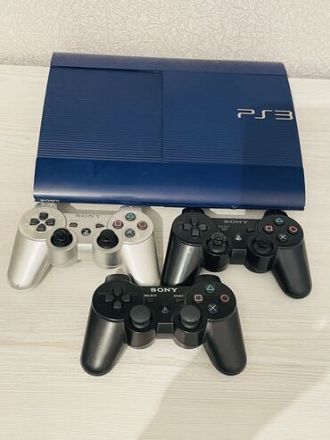 ps3 icare: Ps3 satılır göy rəngdə 1TB 3pult ile 20dən cox oyun bütün şunurları