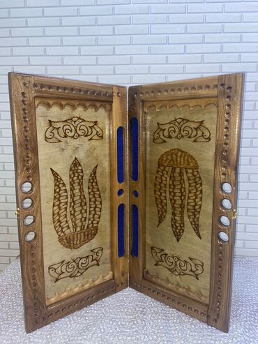 Nərdlər: Əl işləri oymalı taxta nərd-taxta dəsti - Material: tam ağac (taxta) — 8