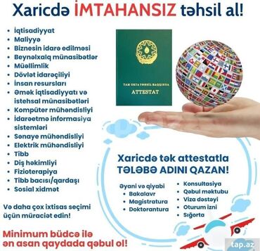 kurslar: Xaricdə Təhsil Əyani, qiyabi, distant təhsil imkanı Kollec, bakalavr